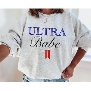 Women's Michelob Ultra Babe Beer‎ Gray Summer Festival Crewneck Sweatshirt